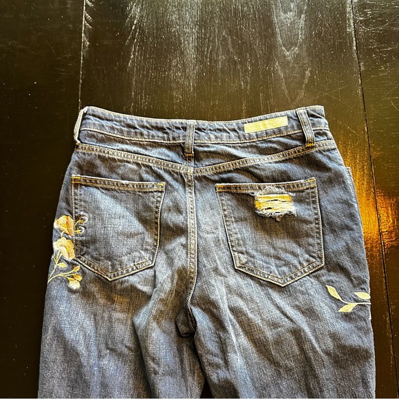 Cello Size 4 Size 5 Embroidered Embroidery Mom Jean Denim Floral Dark Wash Holes - Picture 5 of 10